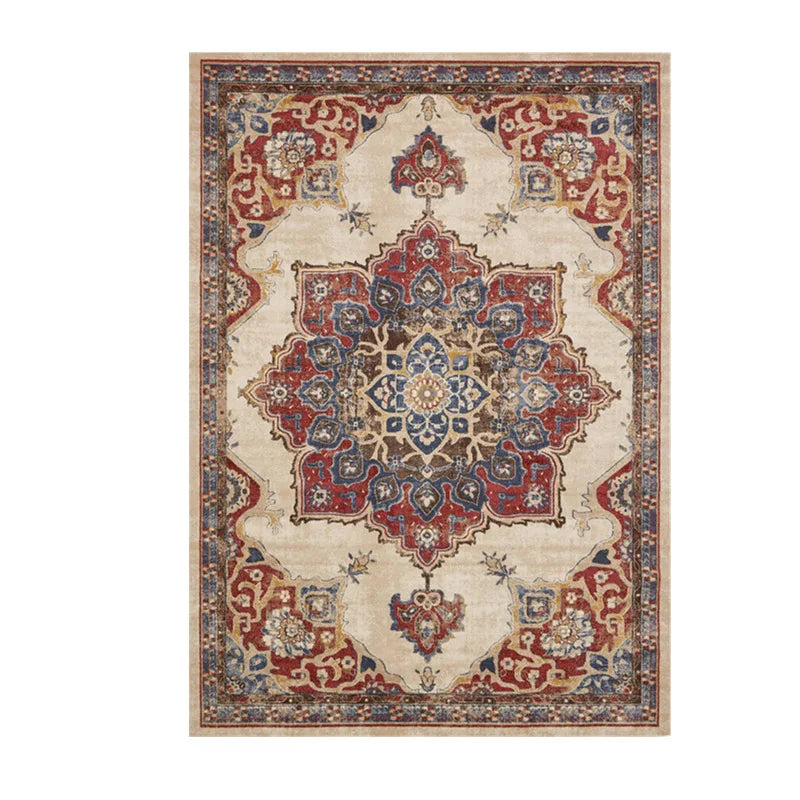 Tapis Classique Noir Bordure Florale – Style Intemporel