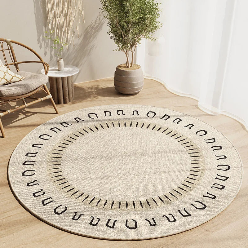 Tapis Rond "Nomade" – Style Ethnique Chic & Finitions Graphiques