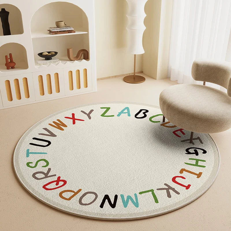 Tapis Rond "Abécédaire" – Éveil Multicolore pour Chambre d'Enfant
