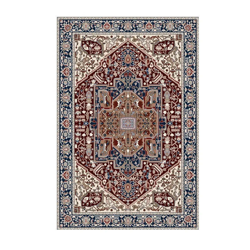 Tapis Persan Médaillon Rouge & Beige – Design Traditionnel Raffiné