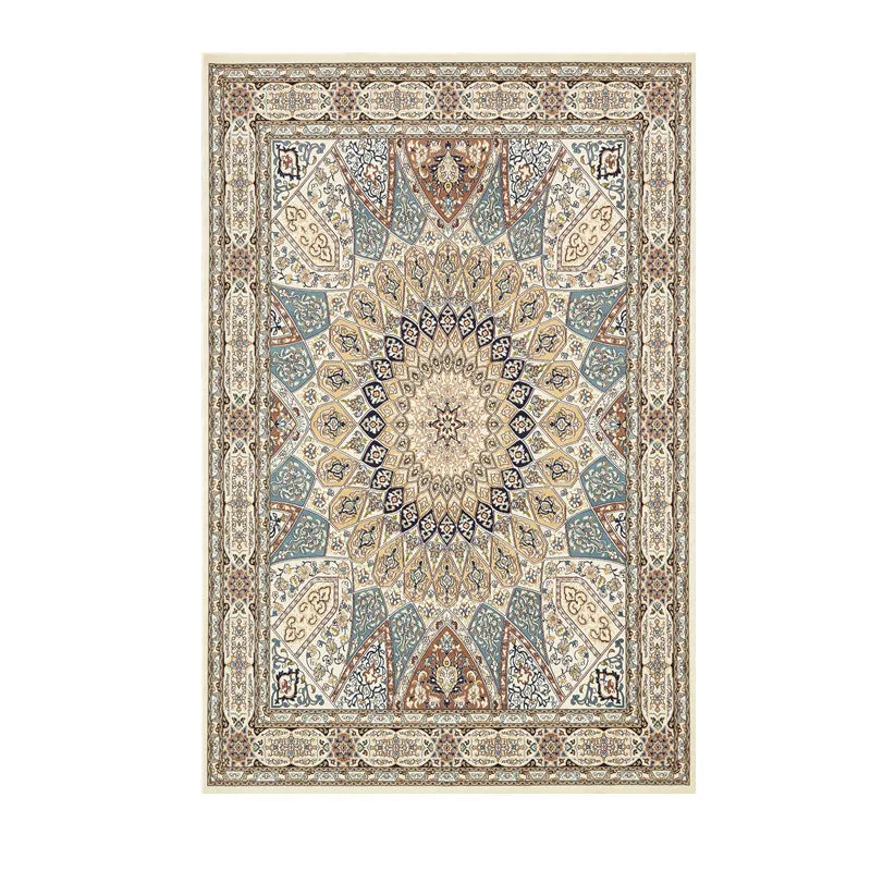 Tapis Classique Ivoire & Noir – Motifs Floraux Vintage Élégants