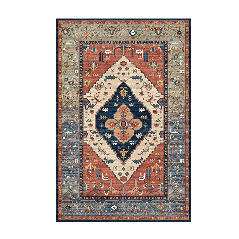 Tapis Élégant Noir & Beige – Motifs Floraux Détaillés