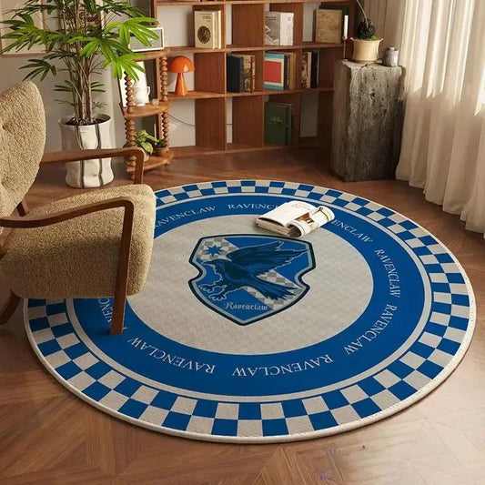 Tapis Rond Maison Ravenclaw (Serdaigle) – Design Bleu Élégant & Moderne