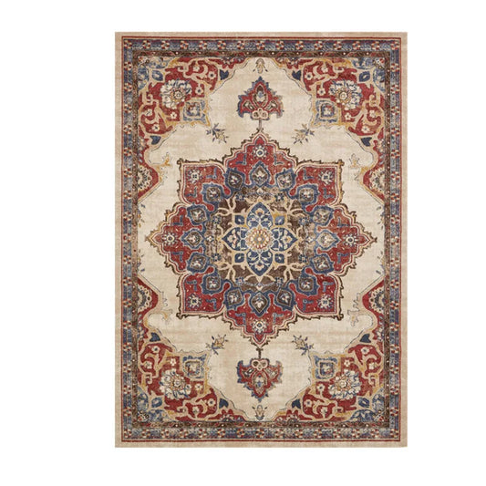 Tapis Classique Noir Bordure Florale – Style Intemporel
