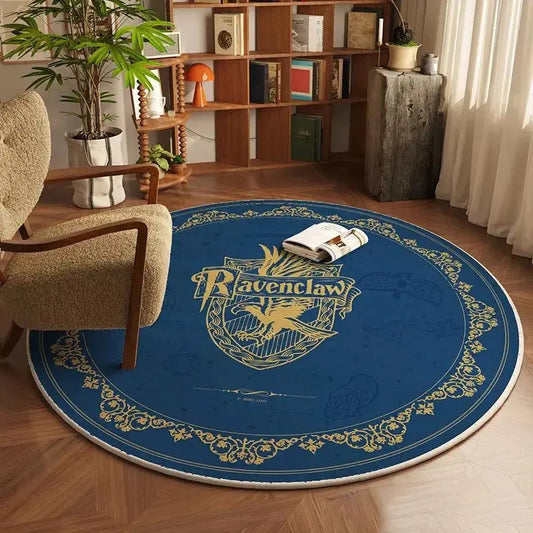 Tapis Rond Maison Ravenclaw (Serdaigle)  – Finition Dorée Raffinée