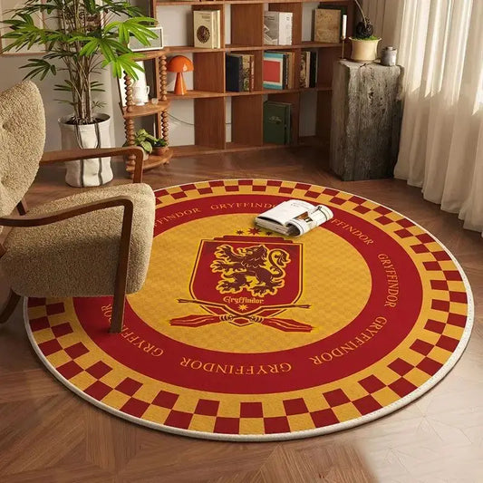 Tapis Rond Maison Gryffondor (Gryffondor) Motif Échiquier – Finition Classique & Chic