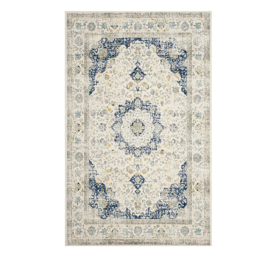Tapis Oriental Chic Bleu & Crème – Décor Raffiné