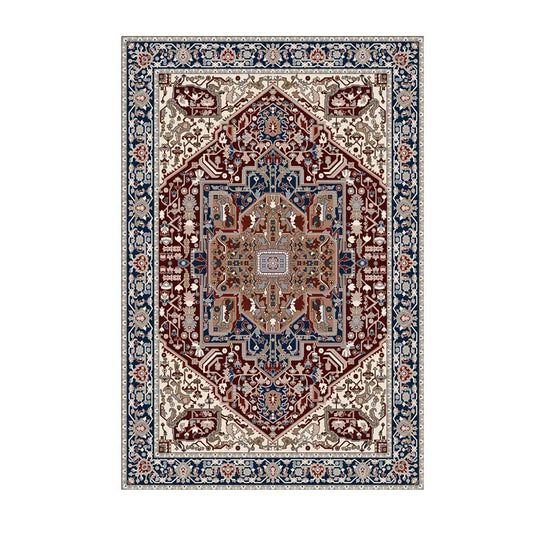 Tapis Persan Médaillon Rouge & Beige – Design Traditionnel Raffiné