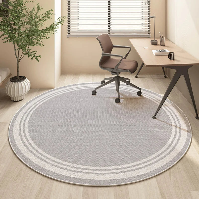 Tapis de Bureau "Zénith" – Gris Perle & Cercles Discrets