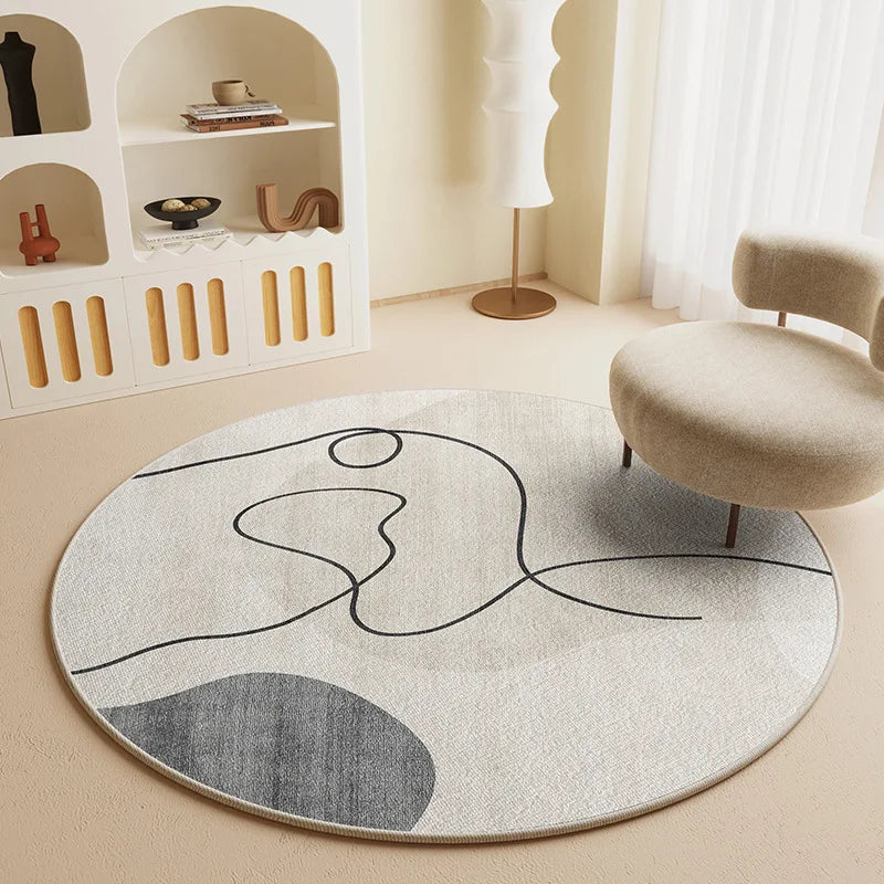 Tapis Rond "Linéa" – Graphisme Minimaliste & Courbes Modernes
