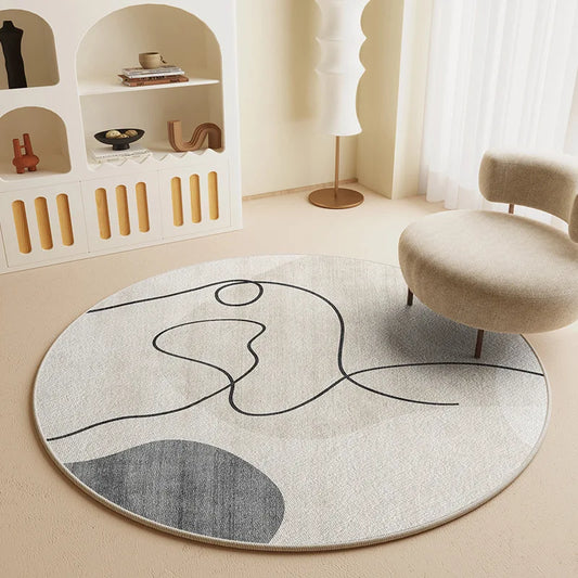 Tapis Rond "Linéa" – Graphisme Minimaliste & Courbes Modernes